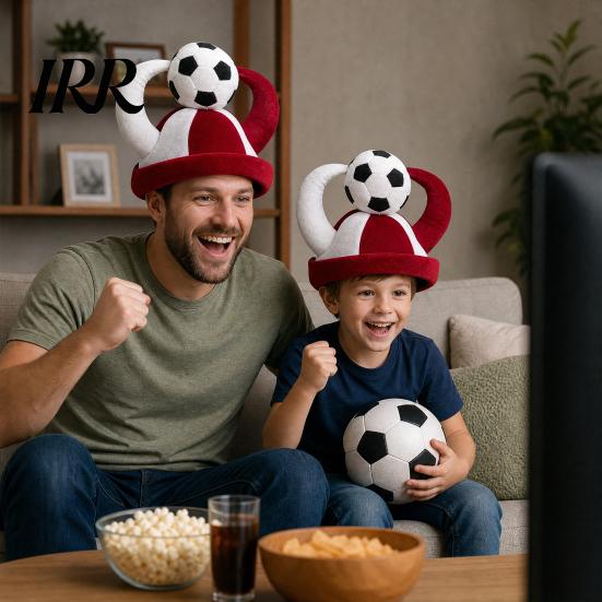 Photogenic Soccer Accessory Horn Hat, Funny Sports Themed Cheering Cap, Plush Eye-catching Football Hat Fan Headwear for Concerts, Game Day,