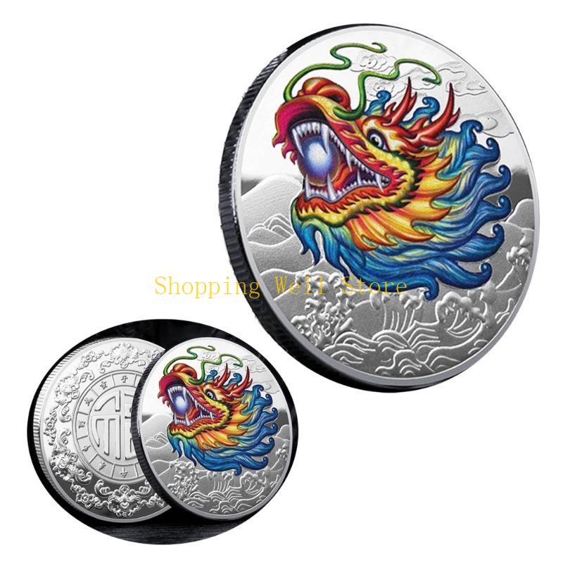 KX4B 2025 Chinese New Year Collectible for Dragon Year Souvenir Plated Coin Metal Lucky Ornament