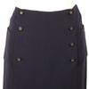 CHANEL COCO Mark Double Button skirt P07931V04916 97P vintage Navy blue wool Women Used