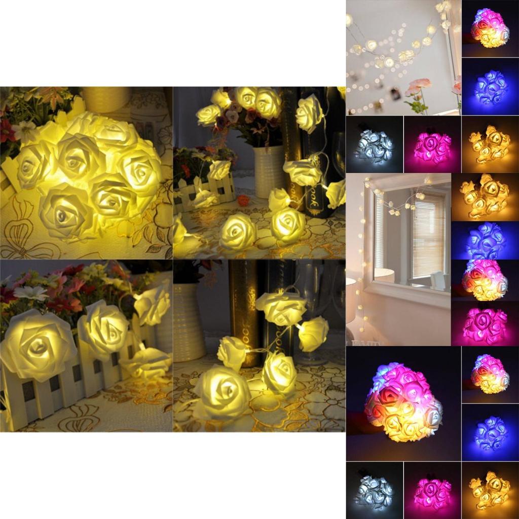 Romantische LED Rosen Lichterkette Warmweiß Batteriebetrieben Deko für Hochzeiten und Heiratsanträge