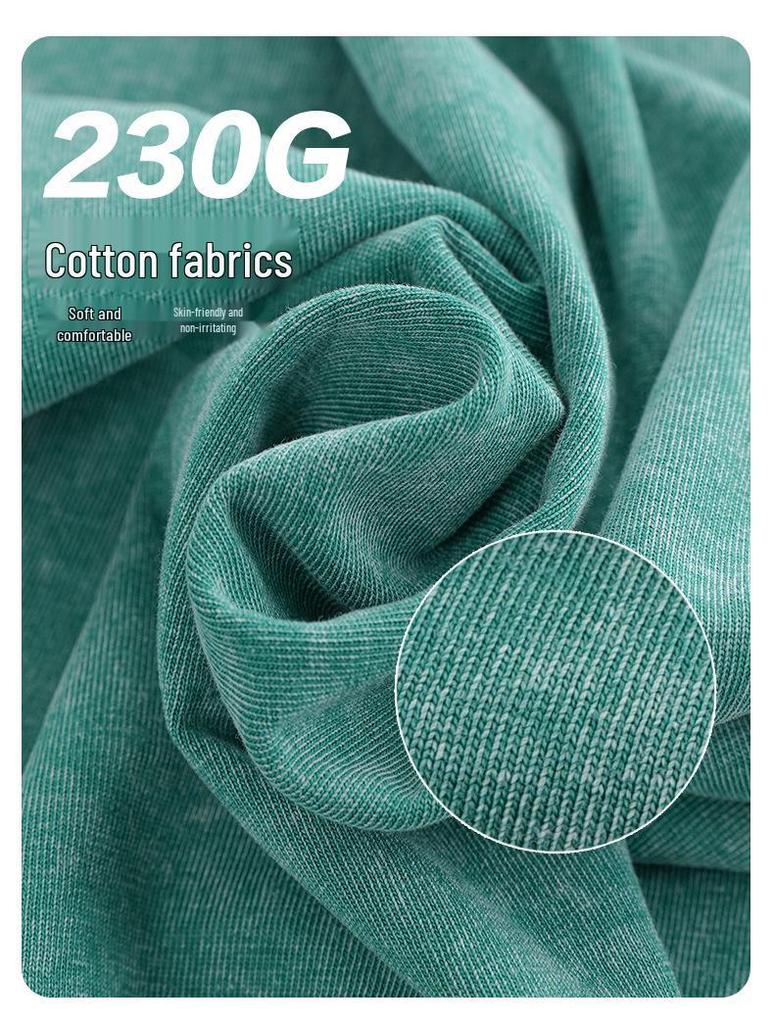 230g Gewaschenes Vintage Europäisches Schweres Übergroßes T-Shirt mit überschnittenen Schultern & Rundhalsausschnitt