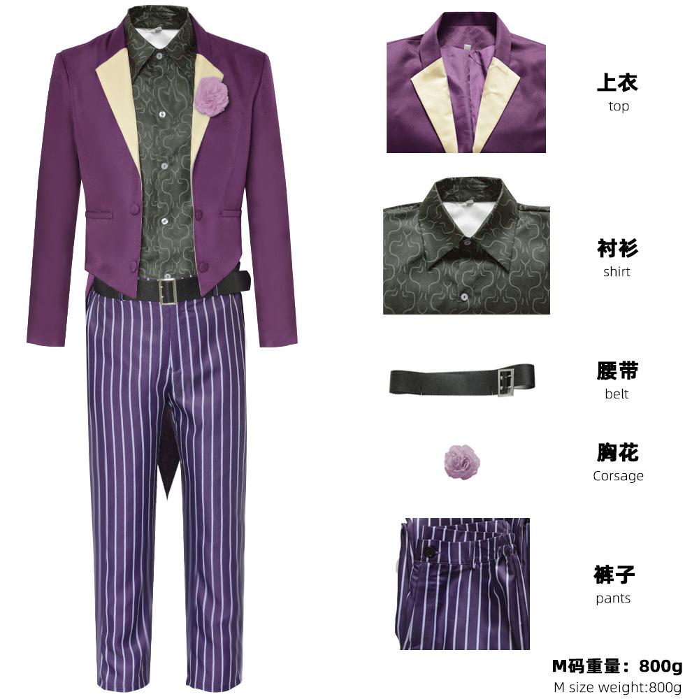 Mortal Kombat 11 Joker Cosplay Costume McFarlane Heath Ledger Purple Full Suit Halloween Party Outfit