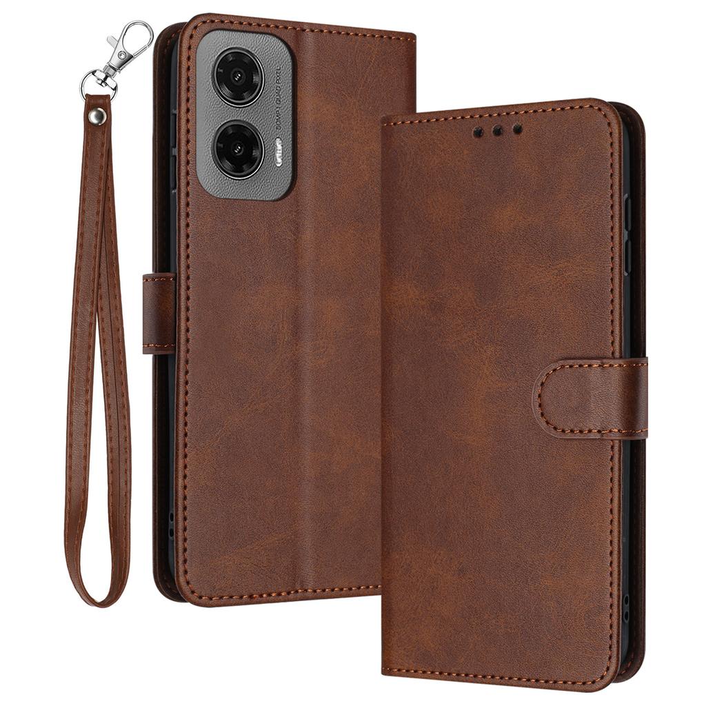 For Motorola Moto G35 5G Case Flip Stand PU Leather Wallet Phone Cover Calf Texture