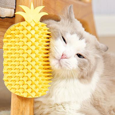 Samogroomer dla kota w kształcie ananasa, ścienny grzebień do masażu narożnego dla kota z kocimiętką, drapak do twarzy dla kota, szczotka do pielęgnacji dla kotów i psów z długą i krótką sierścią