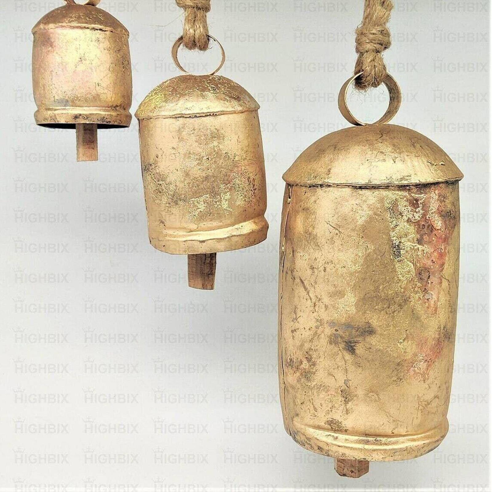 Royal Lot De 3 Cloches En Métal à Suspendre - Motif Vache Géante, Style Rustique - Décoration Noël Ou Maison