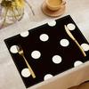 Rectangular Black & White Polka Dot Placemats Suitable for All Seasons, 12×18 Inches Table Protectors, Machine Washable Table Decor for Kitchen,