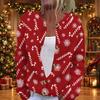 Women's Christmas Print Long Sleeve Knit Cardigan with Buttons for Holiday