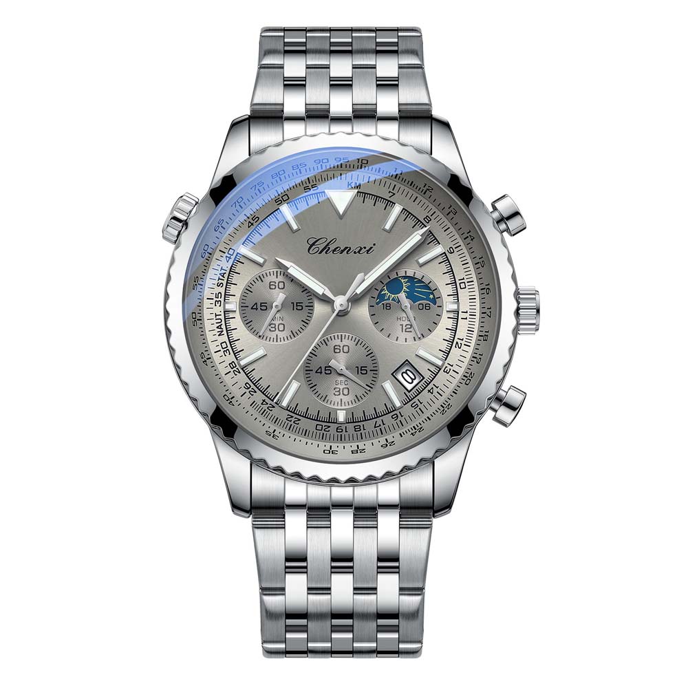 CHENXI Men's Watch Multifunction Classic Sport Quartz Moon Phase Chronograph Wristwatch Man Gifts Waterproof Reloj Hombre