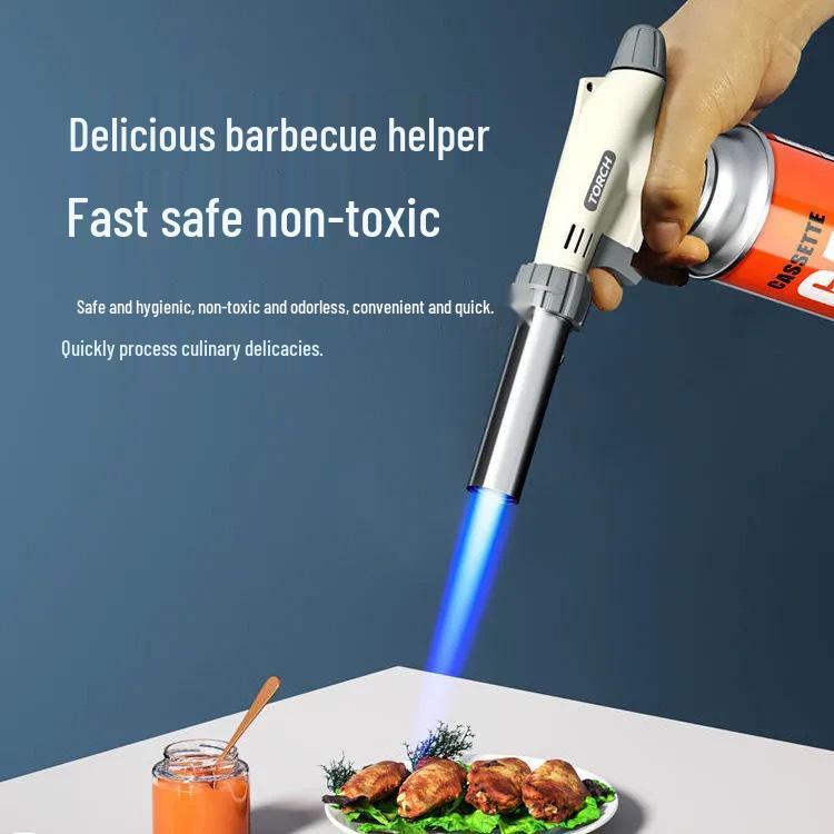 Cassette Flame Gun for Singeing Pig Hair, Liquefied Gas Household Blowtorch for Meat Ignition.