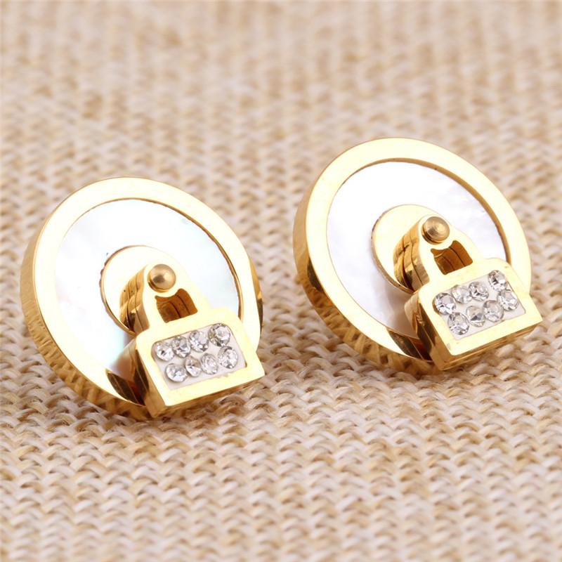 Crystal from Austrian Simple Titanium Steel Zircon Earrings Fit Women and Female