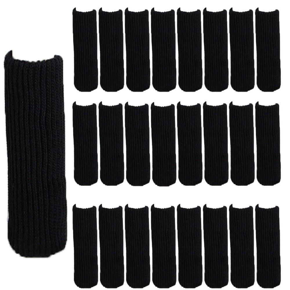 

24 шт. Черные носки для мебели Вязаные носки для ножек стула Эластичные чехлы для ножек табурета Деревянные полы