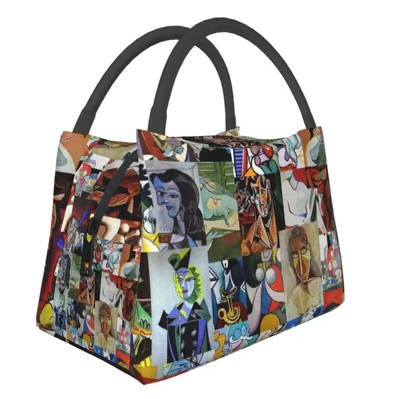 Pablo Picasso Weiße Katze Thermisch Isolierte Lunchtasche Damen Berühmtes Ölgemälde Tragbarer Lunchbehälter Multifunktionale Lebensmittelbox