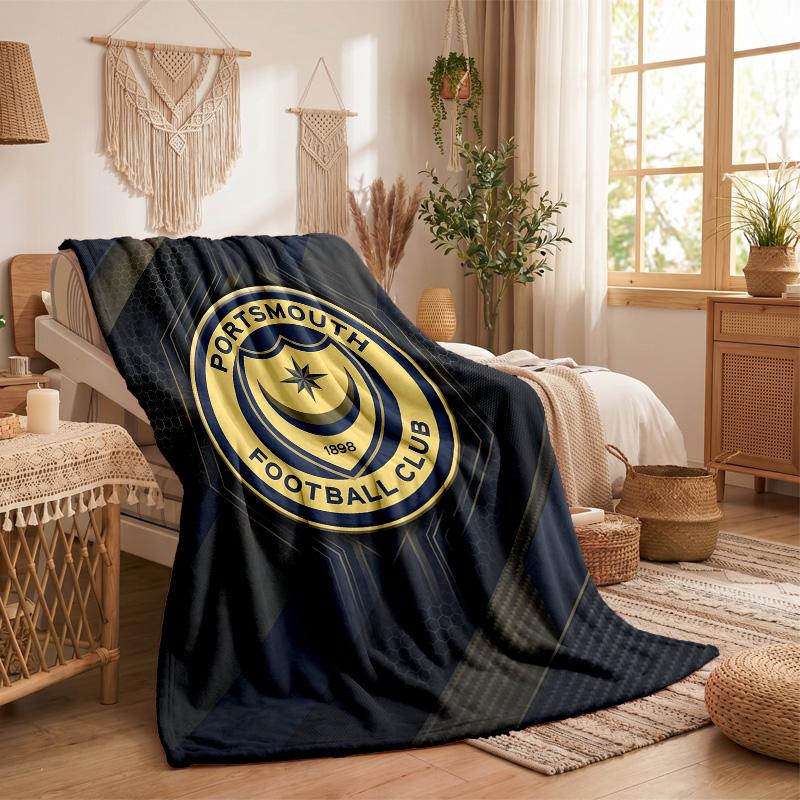 Coperta in Pile a Tema Portsmouth FC Morbida e Accogliente Coperta di Peluche per Camera da Letto Divano Viaggio
