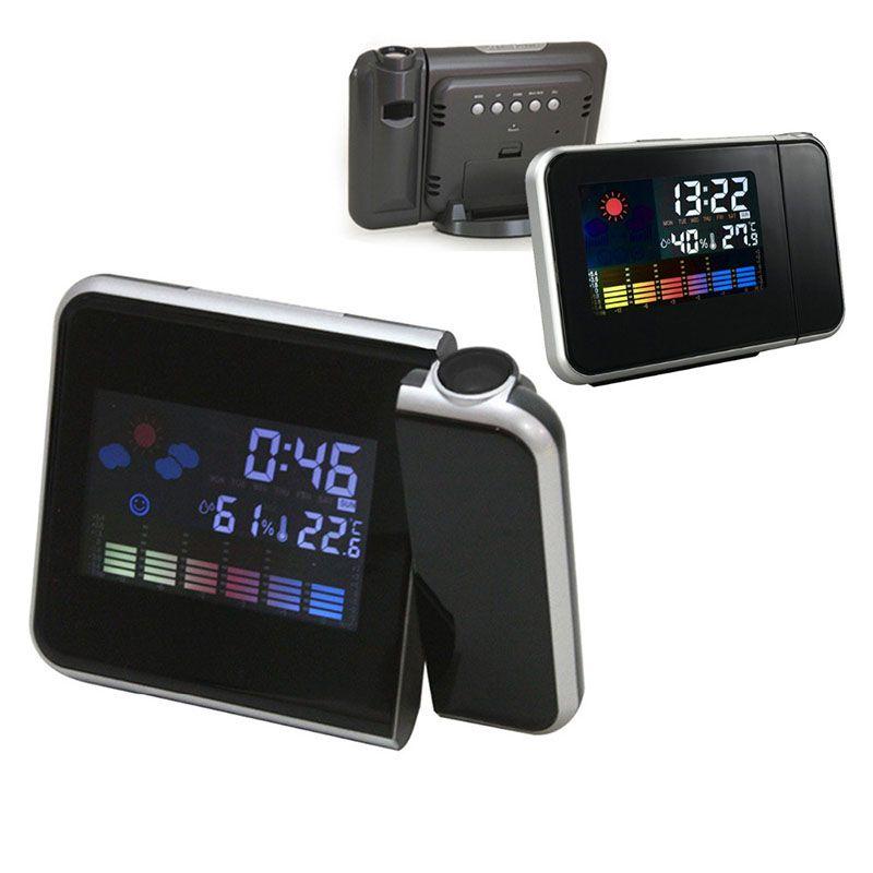 Led Digital Projection Alarm Clock Weather Thermometer Snooze Back Light
