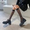 Long Socks 1 Pair Women Thin See-through Solid Color Lolita Heart Print Match Uniform Elastic Comfortable JK Style Calf Cosplay Supplies