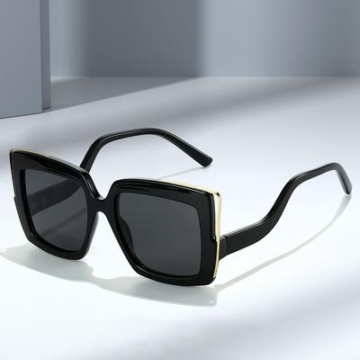 New Square Sunglasses for Women Men Oversized Frame with Curved Legs Colorful Accents Trendy Eyewear