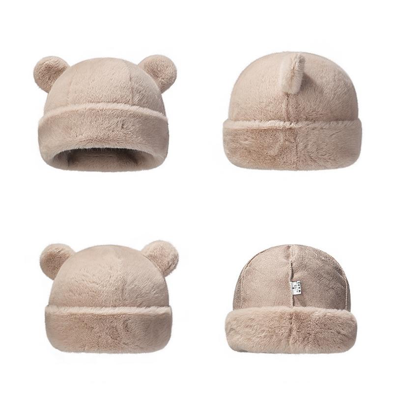 Winter Bear Ear Cap Warm Fisherman Cap Women Outdoor Basin Cap