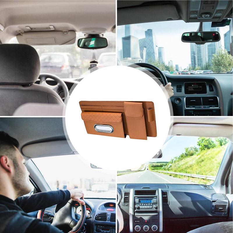 Visor Organizer Auto Storage Bag Sunglasses Holder Visor Card Holder Sun Visor Pouch Tissue Holder Truck Visor Organizer For