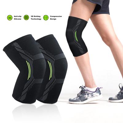 1 Pcs Single Knitted Nylon Sports Knee Pad Riding Protective Gear Running Basketball Skipping Rope Warm Knee Pad Foot Cold-Proof Black