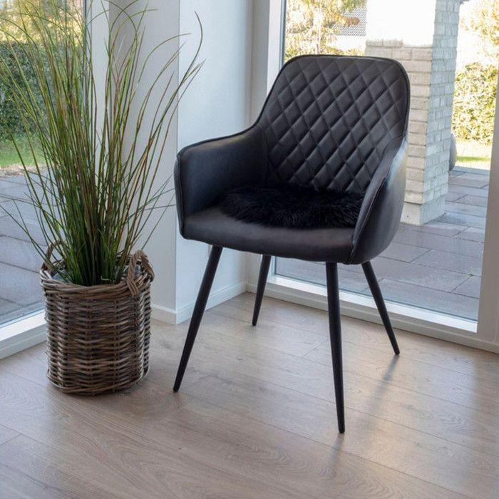 Sitzkissen - HOUSE NORDIC - Ø 35 cm - Künstliches Lammfell - Grau - Zeitgenössisches Design