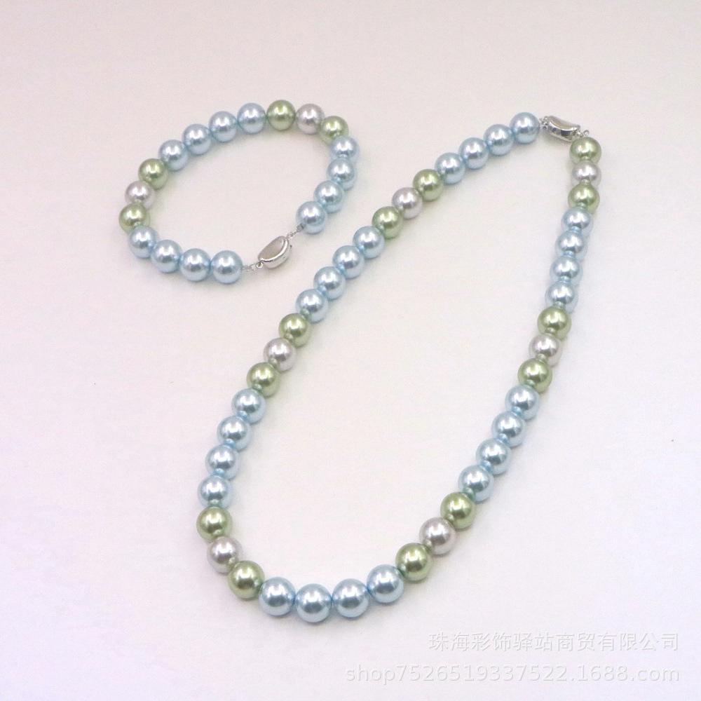 Morandi Candy Color Pearl Necklace Set for Women - Imitation Tahitian Round Pearls