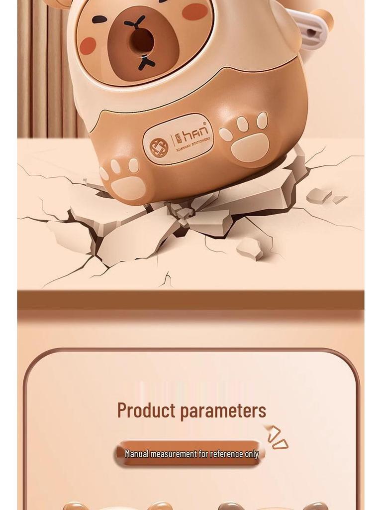 Capybara Cartoon Automatic Hand-Cranked Pencil Sharpener for Students