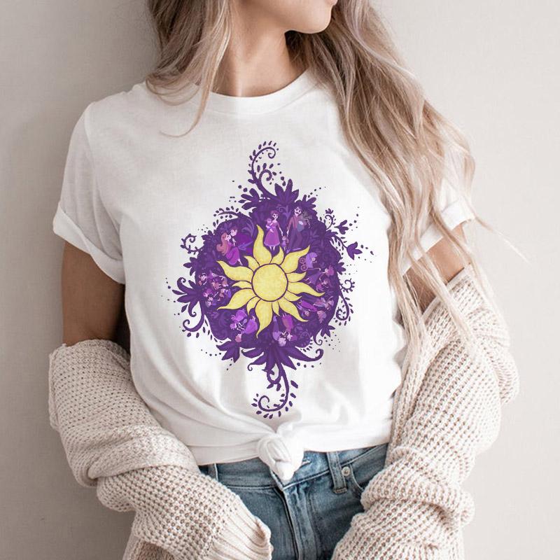 Women Tshirt Cartoon Purple Flower Floral 2025 Summer Spring T Shirt Female Clothes Graphic 90S Aesthetic Kawaii Tee Tops Lady