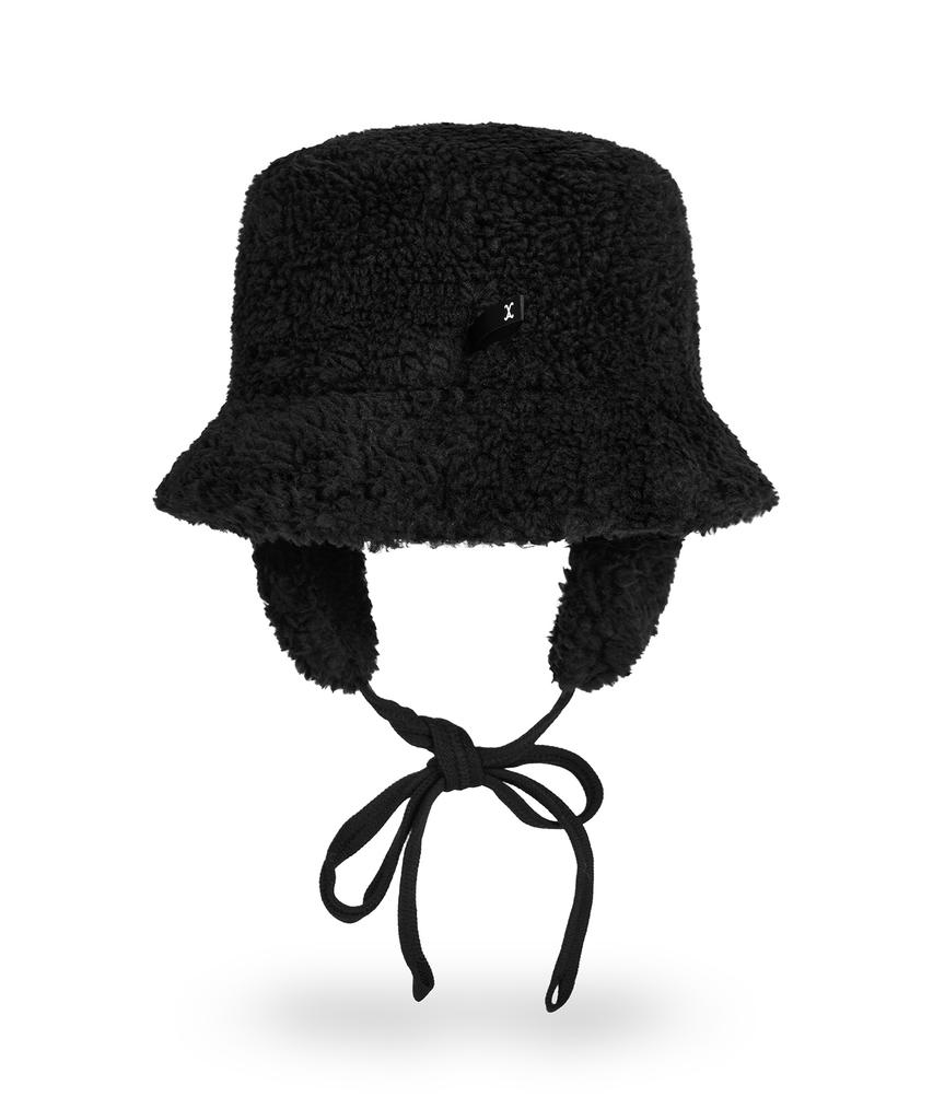 Bajal Safety Fin Sherpa Fur Flap Bucket Hat Black