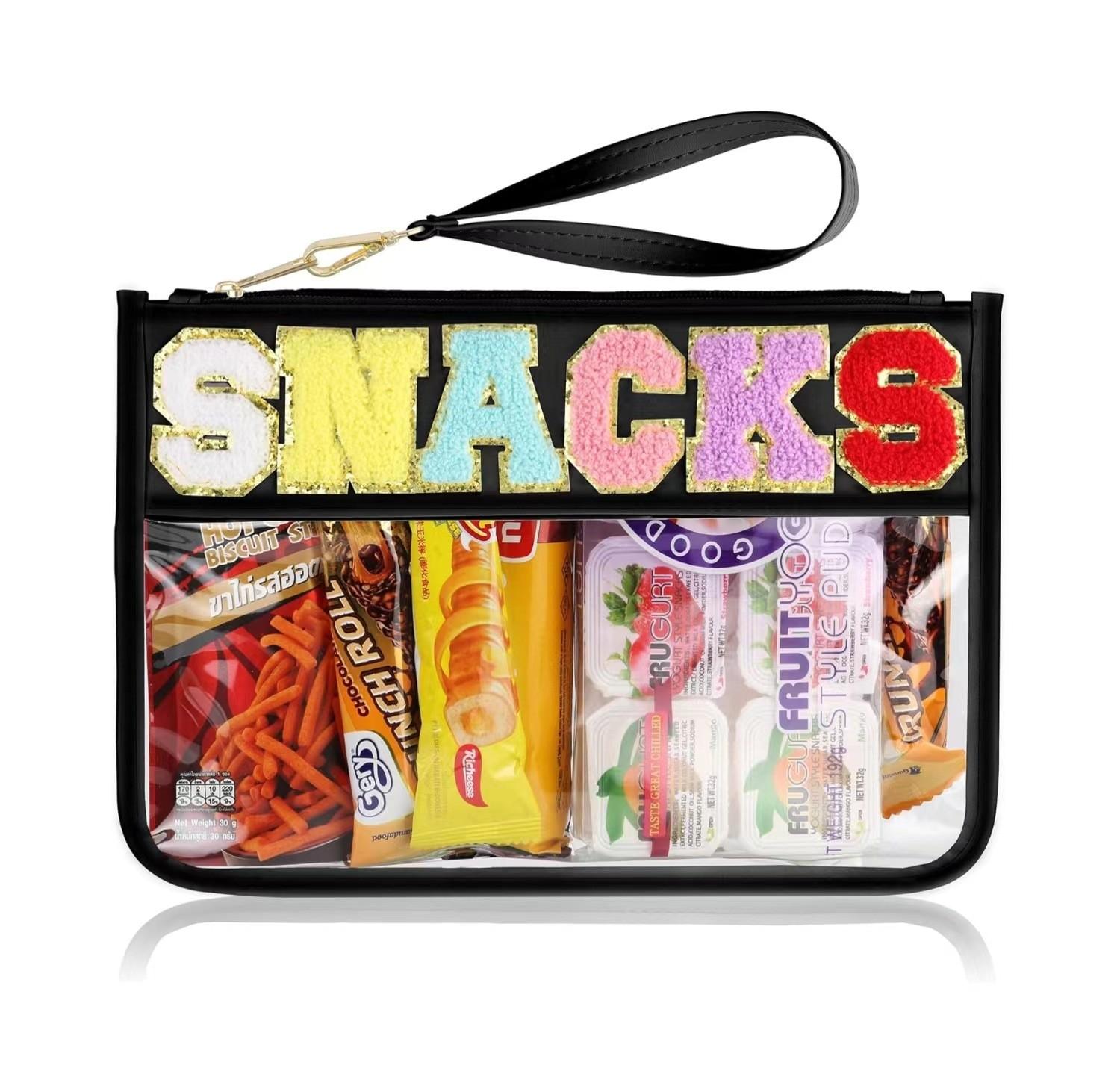 

Creative Transparent Cosmetic Bag Waterproof Chenille Letter Patches Women s Clutch Portable Carry on Make Up Pouches чёрный