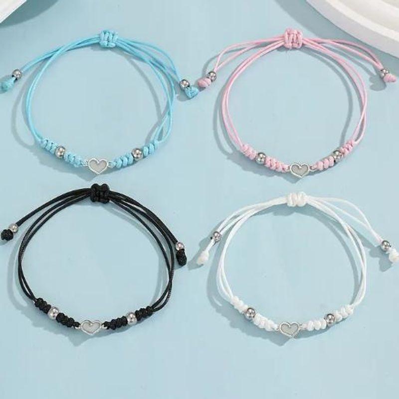 

Браслет для 3 человек с светящимся сердцем, для подруг, символ вечной дружбы, свидетельство сердечной близости, парный браслет для пары подруг, плетеный шнурок Single luminous Heart white rope