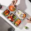 Unterteilter Essteller aus Edelstahl – Lunchtablett mit 5 Fächern für die Schule, tiefes, quadratisches Serviertablett für Mahlzeiten, spülmaschinenfest
