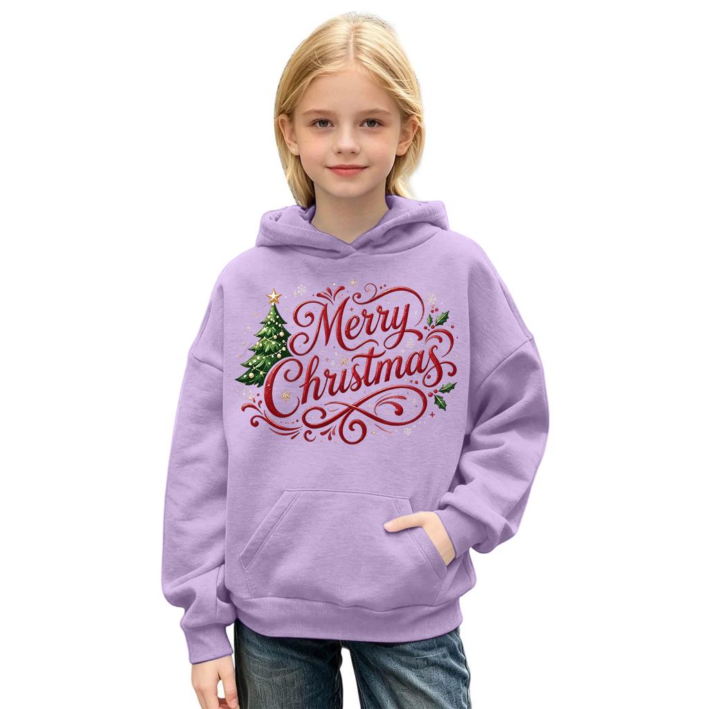 Boys and Girls Christmas Hoodie Sweatshirt Casual Comfortable Pullover Top for Holiday