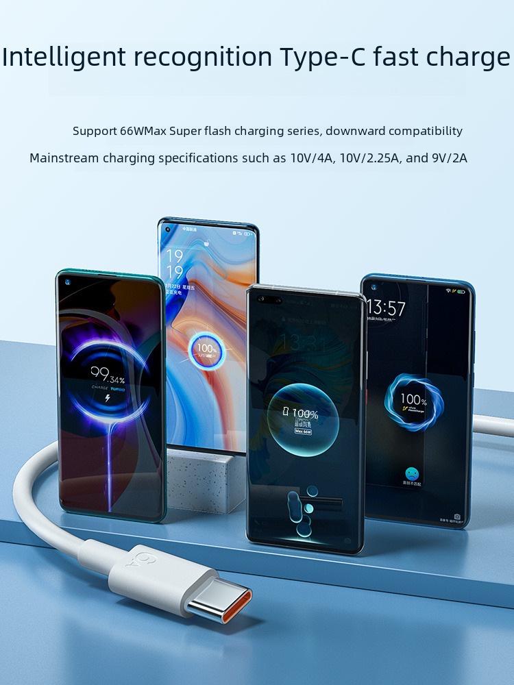 Compatible Huawei 6A Fast Charging Type-C Data Cable, 66W Charger for Mate50 and Honor X40GT.