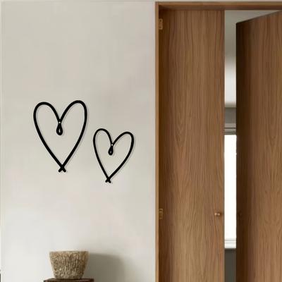 Yousheng 2Pcs Metal Love Heart Wall Decoration Hollow Heart Shape Wall Art Sculpture Home Living Room Bedroom Hanging Ornament