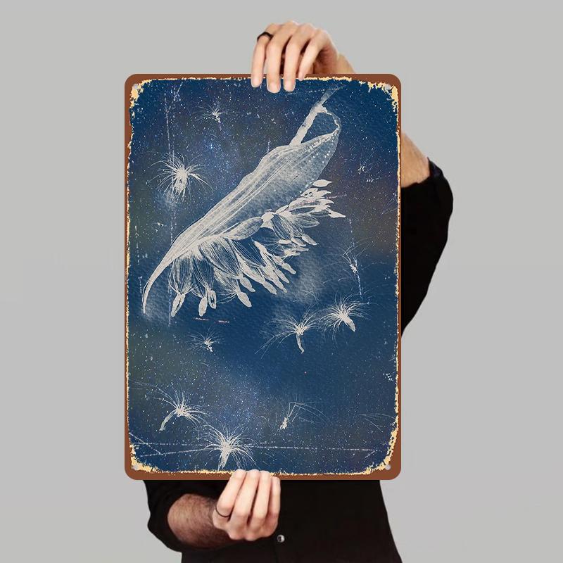 

Starry Sky Dandelion Feather Metal Iron Painting Modern Minimalist Home Wall Decor Hanging Ornament 7.9x11.8In(20x30cm)