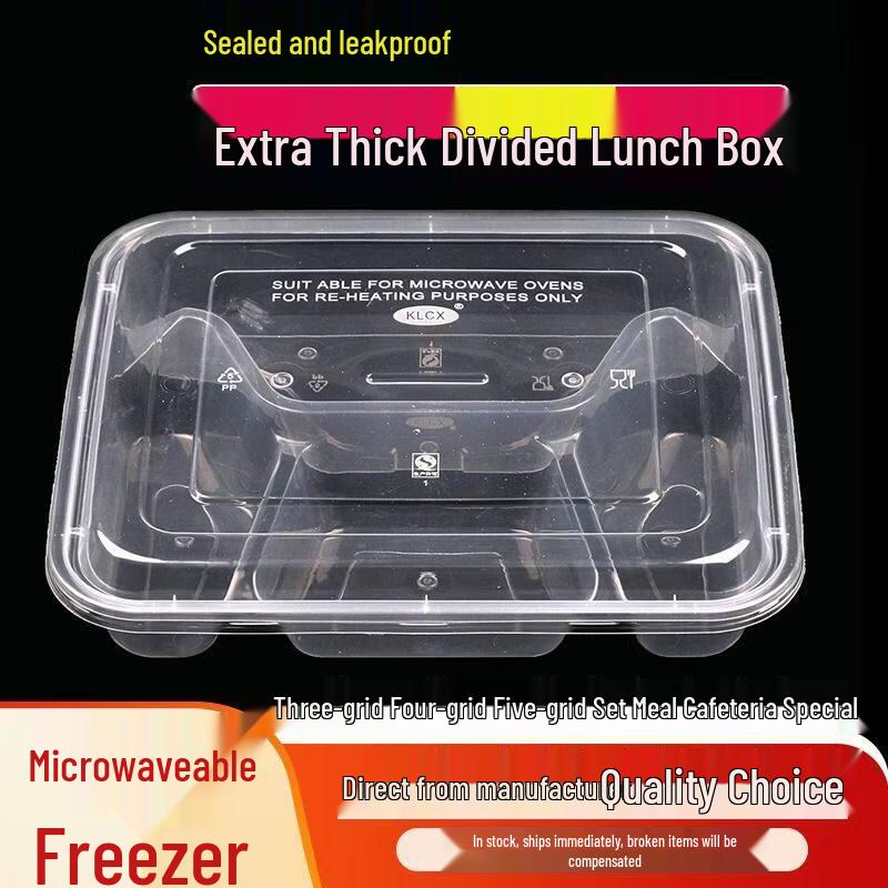 ZISIZ Disposable Rectangular PP Lunch Box with Lid