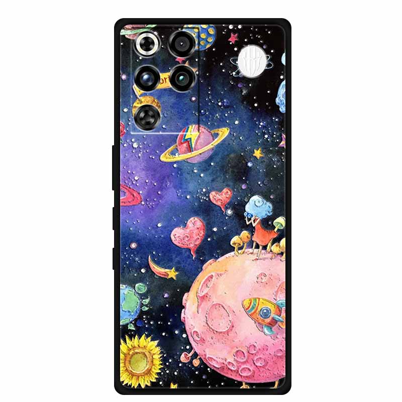 For ZTE Nubia RedMagic 11 Pro 5G Case 3D Emboss Flowers Relief Soft Black Silicone Back Cover For ZTE Nubia RedMagic 11Pro Funda