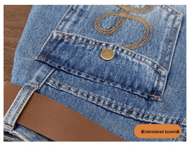 High Waist Light Blue Curved Knife Women's Jeans - Spring/Autumn 2026 Collection, Tummy Concealing Fashionable Wide-Leg Loose Fit.