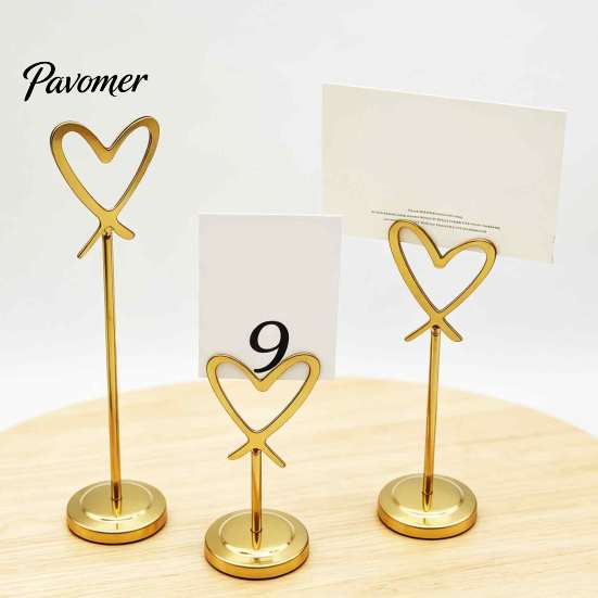 Desktop Photo Display Stands Hollow Heart Table Number Holder, Love Place Card Stand, Metal Seat Holders Clip for Photos, Food Signs, Memo Notes,