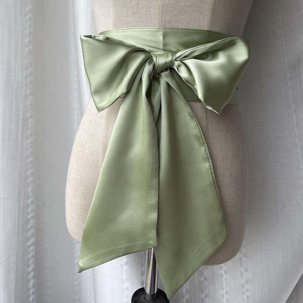 Decorative Bowknot Fabric Ribbon Cummerbunds Satin Silk Waist Bands  For Skirts Dress Top Clothes