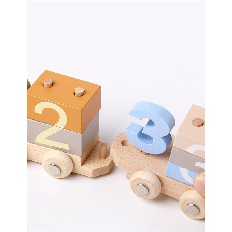 Digital Train Wooden Toys Children's Educational Assembly Magnetic Building Blocks Enlightenment Baby Girls And Boys