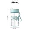 New Insulated Double Drinking Cup with Lid 420ml Portable Handle for Girls, Student Office, Rope Carrying Glass Cup