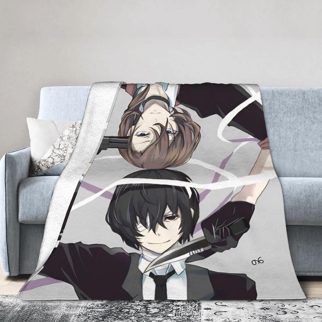 Dazai Bungo Stray Dogs Blankets Super Soft Funny Plush Throw Blanket For Kids Adult Couch Bed Flannel Bedspread Bed Cover