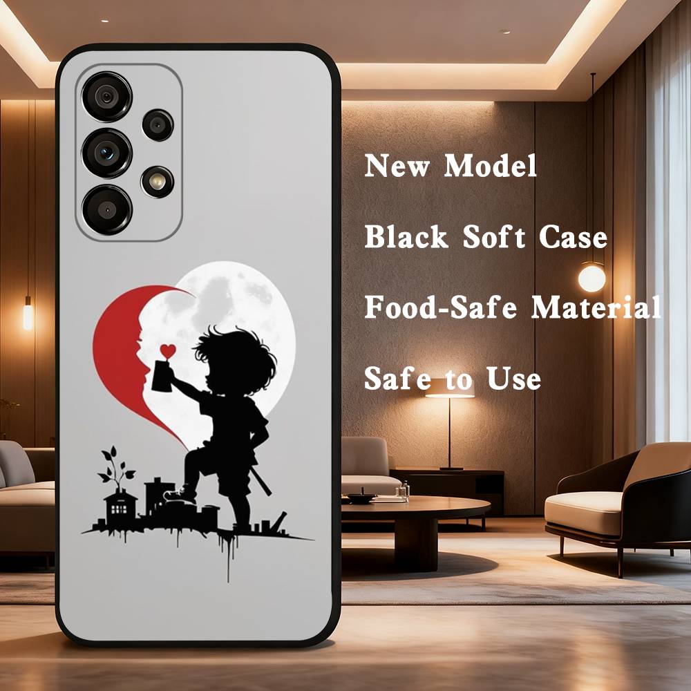 Graffiti B-Banksyes Artist  Phone For Samsung Galaxy A53,31,52,72,41,22,73,32,71,Note,J7,8,9,5G Soft Black Silicone Case
