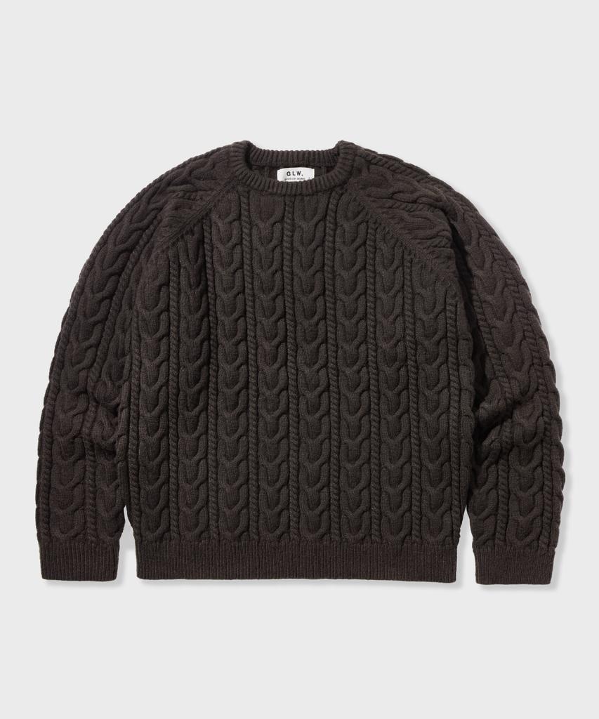 GLW Raglan Zopfmuster Braun