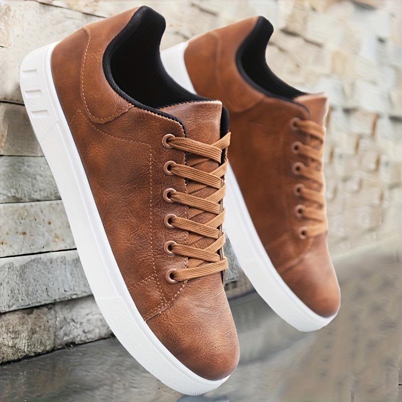 Men's Sneakers High Quality Leather Casual Shoes Fashion Platform Vulcanize Shoes for Men Street Skateboard Shoe Tenis Masculino