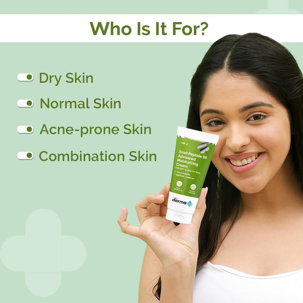 The Derma Co Snail Peptide 96 Advanced Moisturizing Cream 100 G 24 Hour Hydration Deep Nourishment For All Skin Types