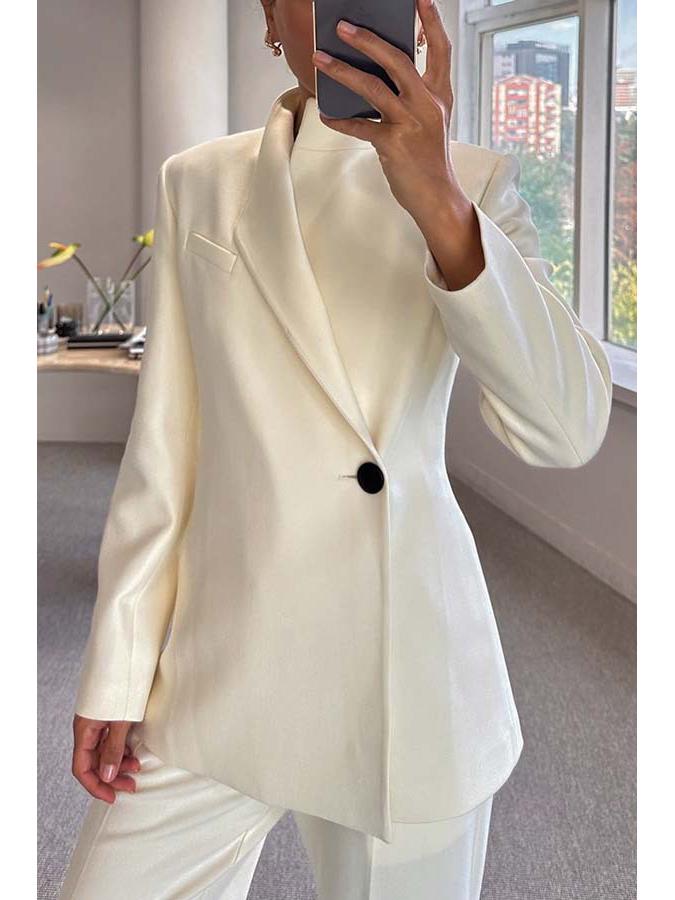 Womens Autumnwinter 2024 Casual Satin Onebutton Blazer European American Style