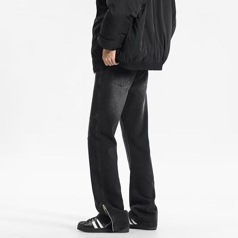 

Мужские ретро джинсы пэчворк микро-клеш - Осенне-зимние потертые прямые зауженные повседневные брюки 2XL