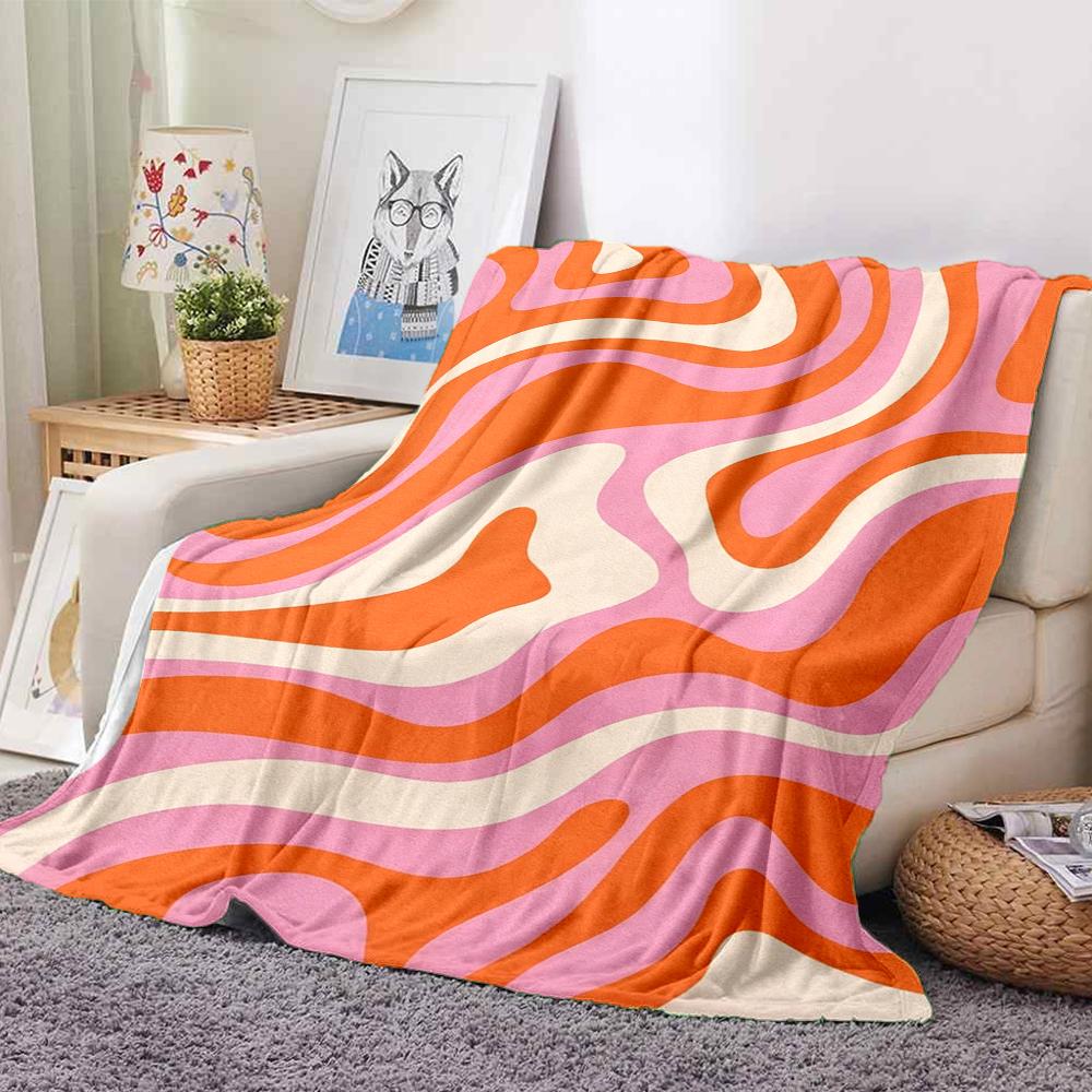 1Pc Abstract Swirls Lines Blanket Soft And Comfortable Casual Warm Camping Travel Christmas Halloween Xmas Gift M928253